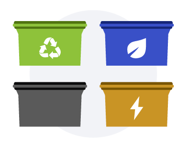 Graphic showing different waste bins
